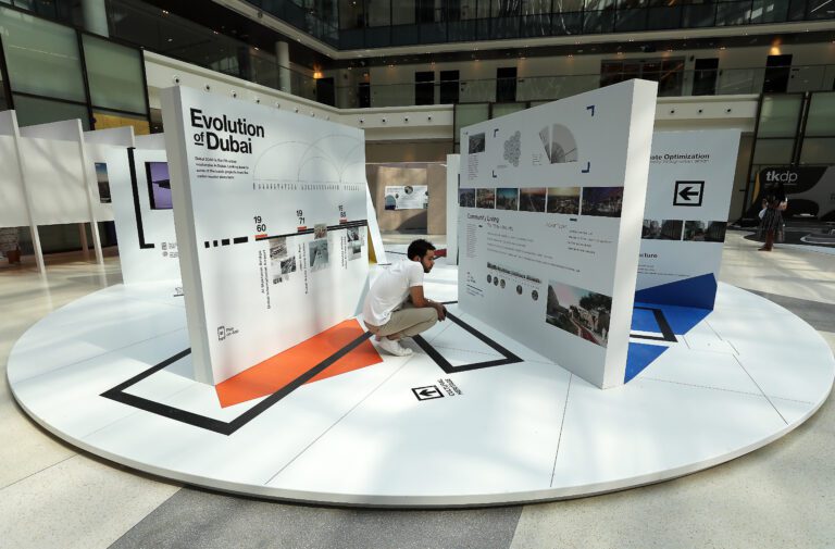 View of the Architecture exhibition 2040, Abwab on the opening day of Dubai Design Week 2021 at D3 in Dubai on 8th November, 2021. Pawan Singh/The National. Story by Alexandra Chaves